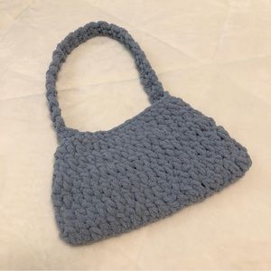 Brand New Chunky Crochet Pastel Blue Mini Purse